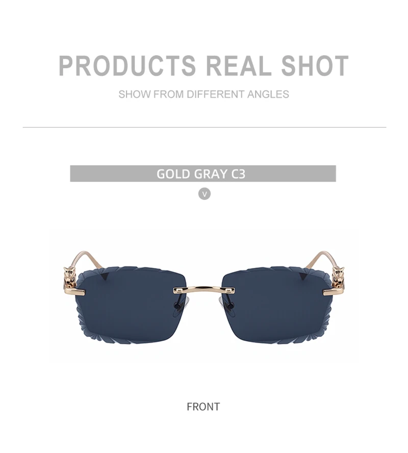 Mimiyou Quadratische randlose Sonnenbrille für Herren, hochwertige Outdoor-Brille für Damen, Grace Fashion-Brille, Marke UV400, Sonnenbrille – Detail 17