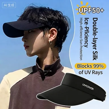 

Ice silk UV sunscreen duckbill cap, double-sided open top sun hat for running, UV resistant beach hat, open outdoor hat