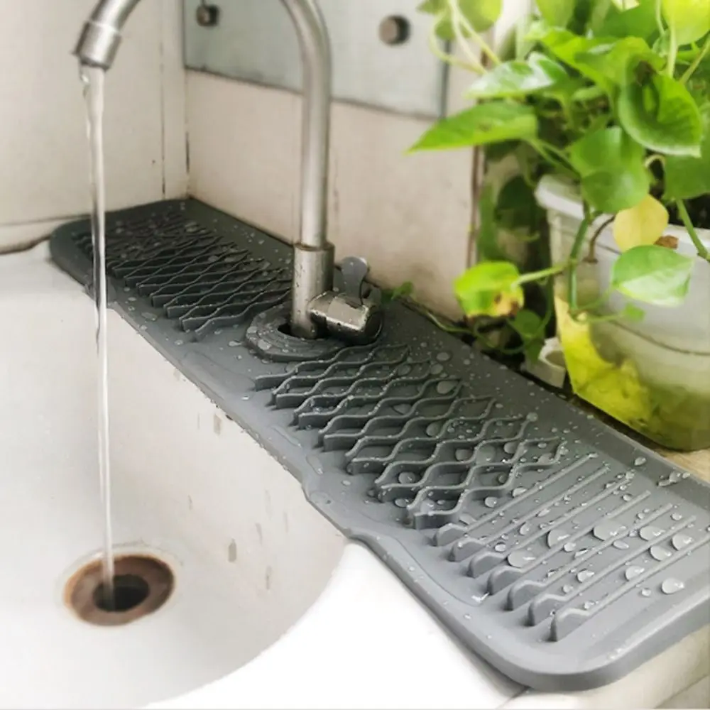 Silicone Faucet Splash Guard Extended Slope Design Kitchen Sink Splash Pad Foldable Soft Sink Protectors Mat Hotel