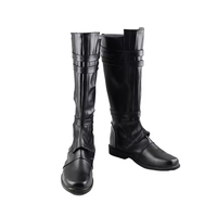 New Fashionable Adult Men's Power Knight Black PU Leather Boots Halloween Celebration Party Costume Ball Stage Role-Playing Shoe