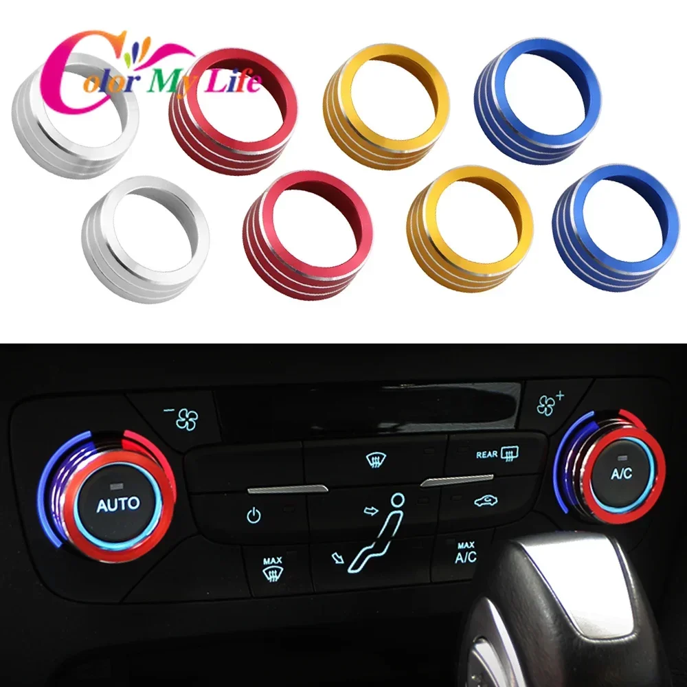 1Set Car AC Heat Control Switch Knob Ring Cover for Ford Focus 3 MK3 2015 2016 2017 2018 Sedan ST Accessories