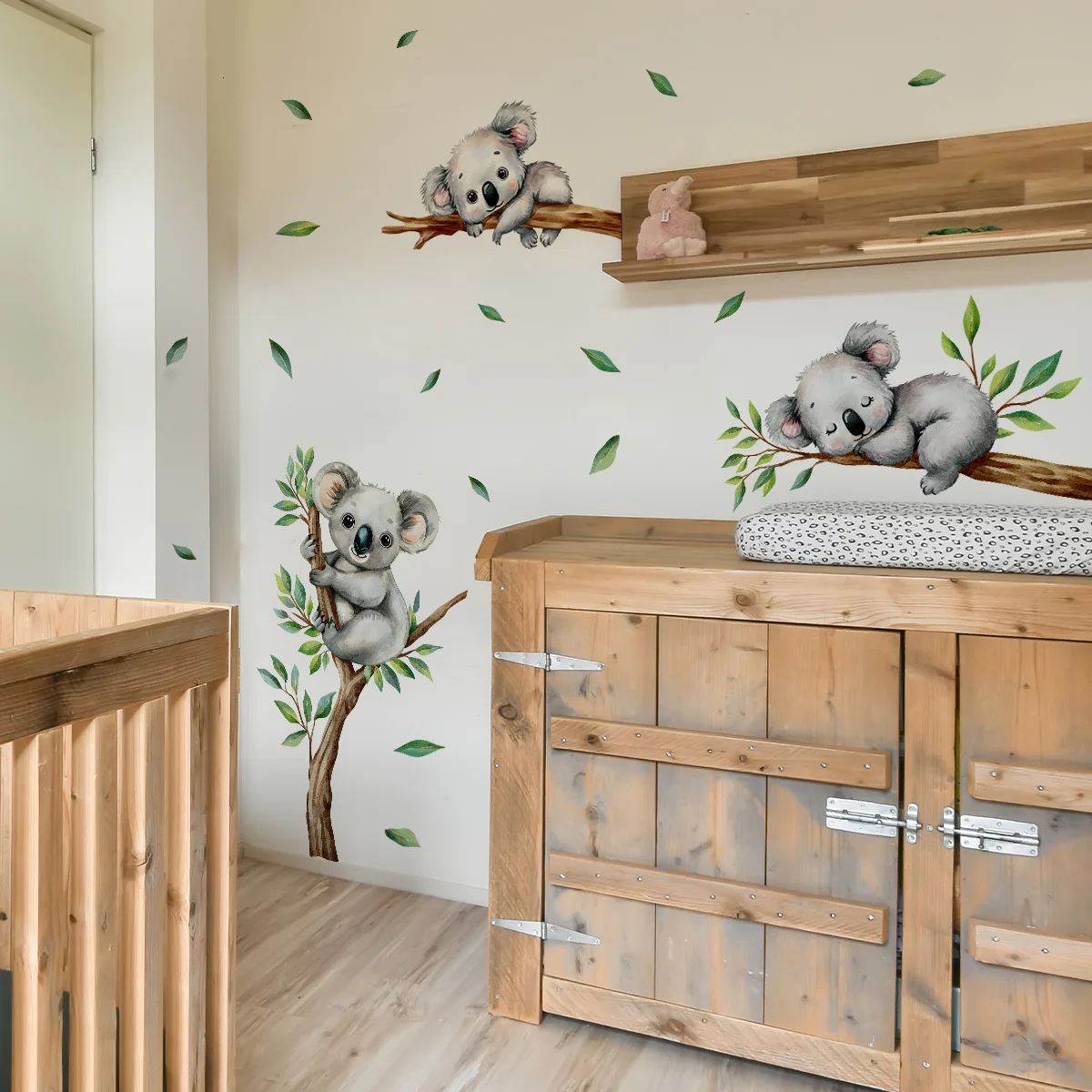 Cartoon Koala Climbing Tree Branch Wall Stickers Kids Room Children's Room Kindergarten Wall Decoration Wallpaper Murals PVC