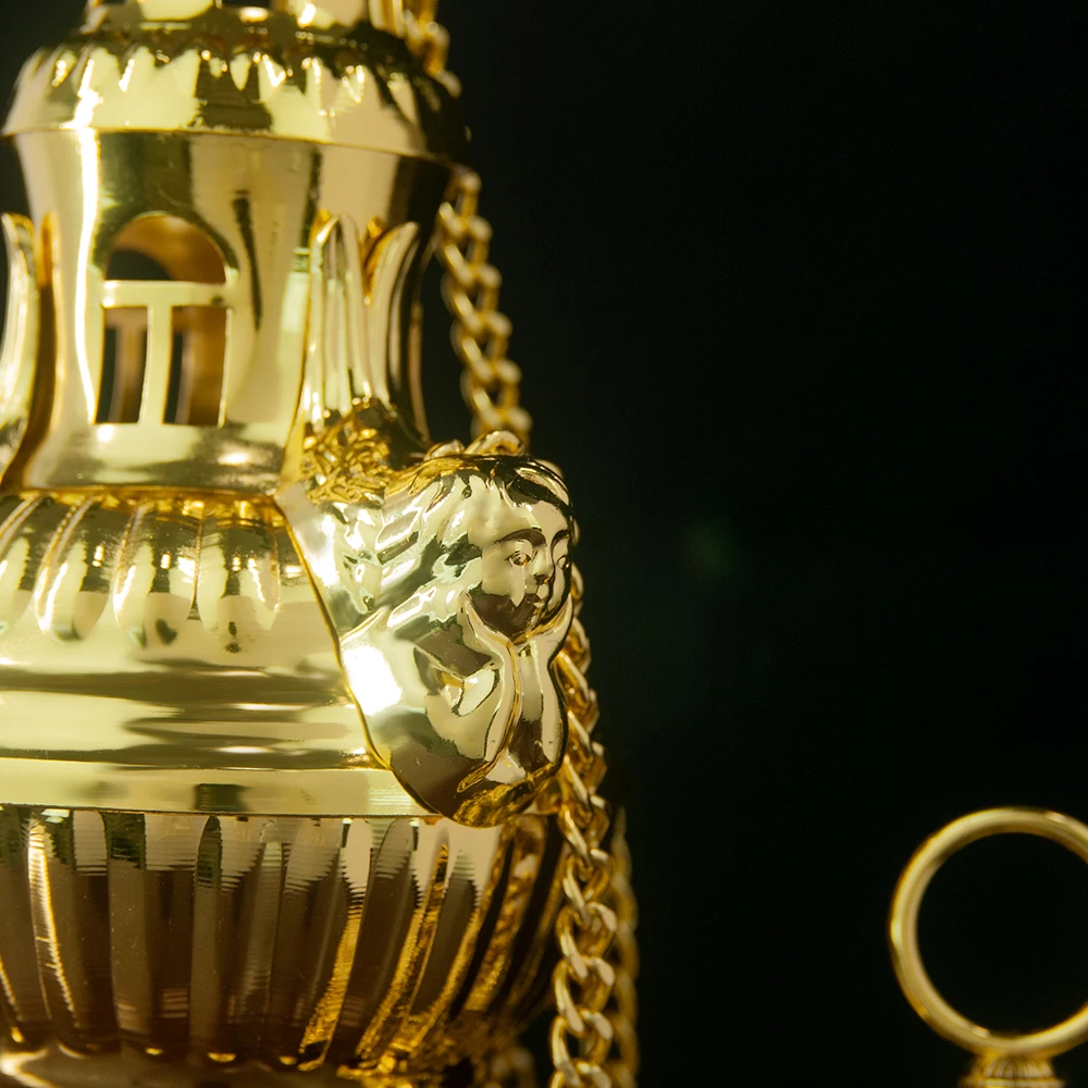 HTISOK Zinklegierung Orthodoxer Weihrauchbrenner mit Kreuzkette, Kirchen-Weihrauchbrenner, Kirchenritual, Orthodoxe Zubehörteile – Detail 8