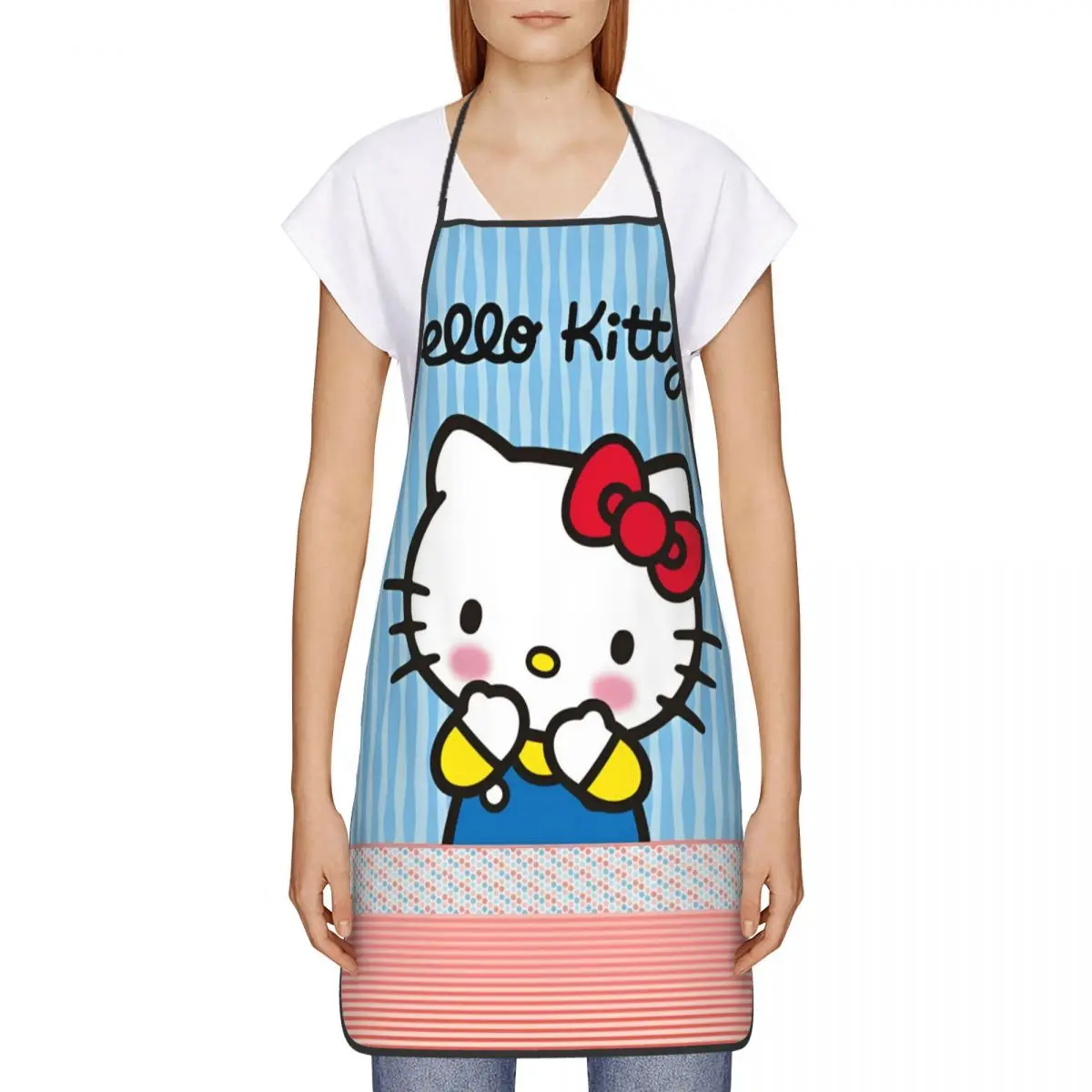 Cartoon Cute Hello Kitty Kitchen Cuisine Aprons Antifouling HelloKitty Pinafores for Adult Chef Restaurant