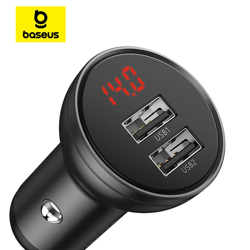 Baseus Car Charger 4.8A Dual Fast Charging For iPhone 12 13 Pro Max Xiaomi Samsung Huawei 12V 24V USB Charger For Car Trunk SUV