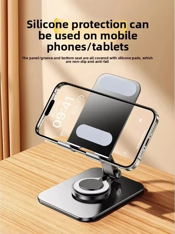 New Foldable Aluminum Alloy Desk Phone Holder Stand for iPhone 17 16 15 14 13 12 Mobile Tablet Desktop Metal Mount