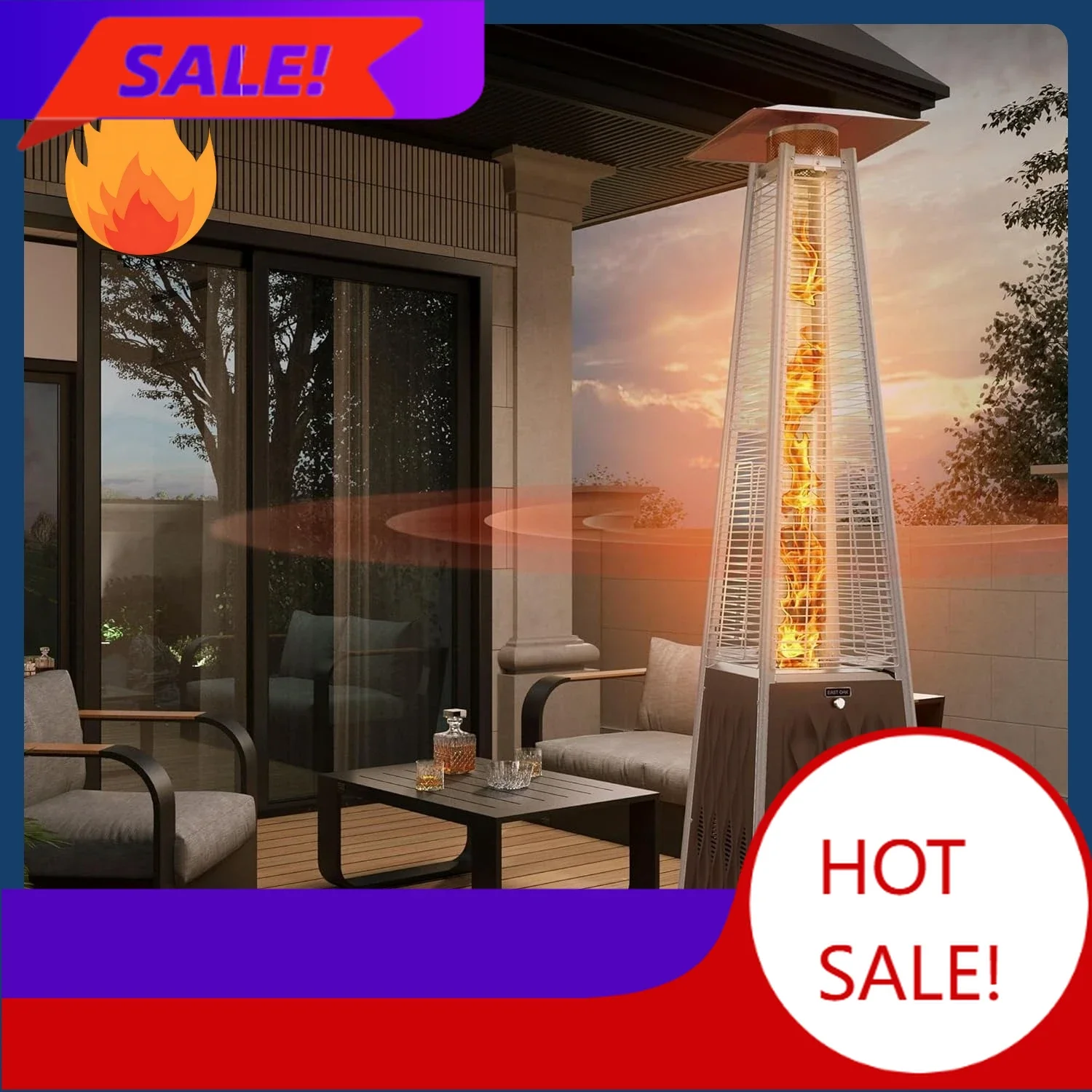 

Бестселлер [Ограниченное количество!] Уличный обогреватель-пирамида на 48 000 BTU, пропановый, с кварцевой стеклянной трубкой, на колесах, тройная система безопасности