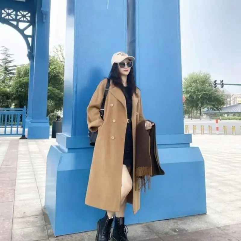 

2024 New Women's Mid-long Double-sided Fleece Coat Loose High-end Feel Double-sided Fleece Jacket Autumn And Winter