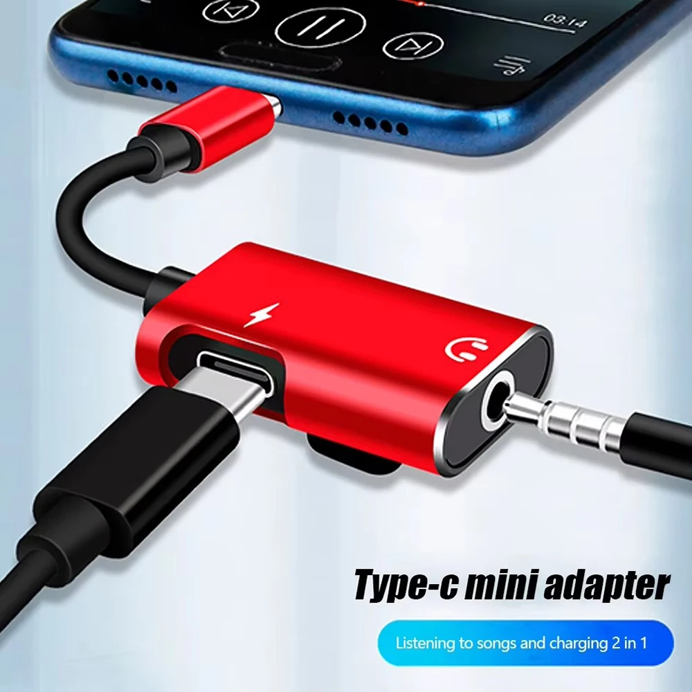 2 in 1 Upgrade Type C To 3.5mm Jack Audio Splitter Headphone Cable USB-C Earphone Aux 3.5mm Adapter Charger For Xiaomi Huawei