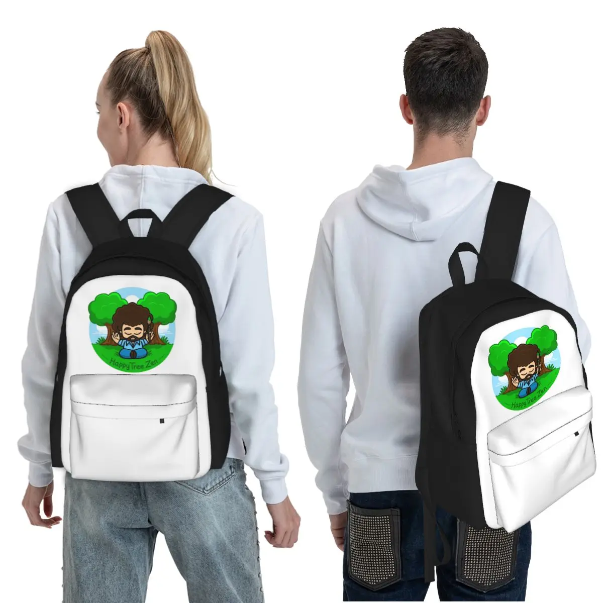 Happy Tree Zen Student Backpack School Bag Hiking Travel Daypack for Boys Girls Fashion Bookbag Shoulder Bags