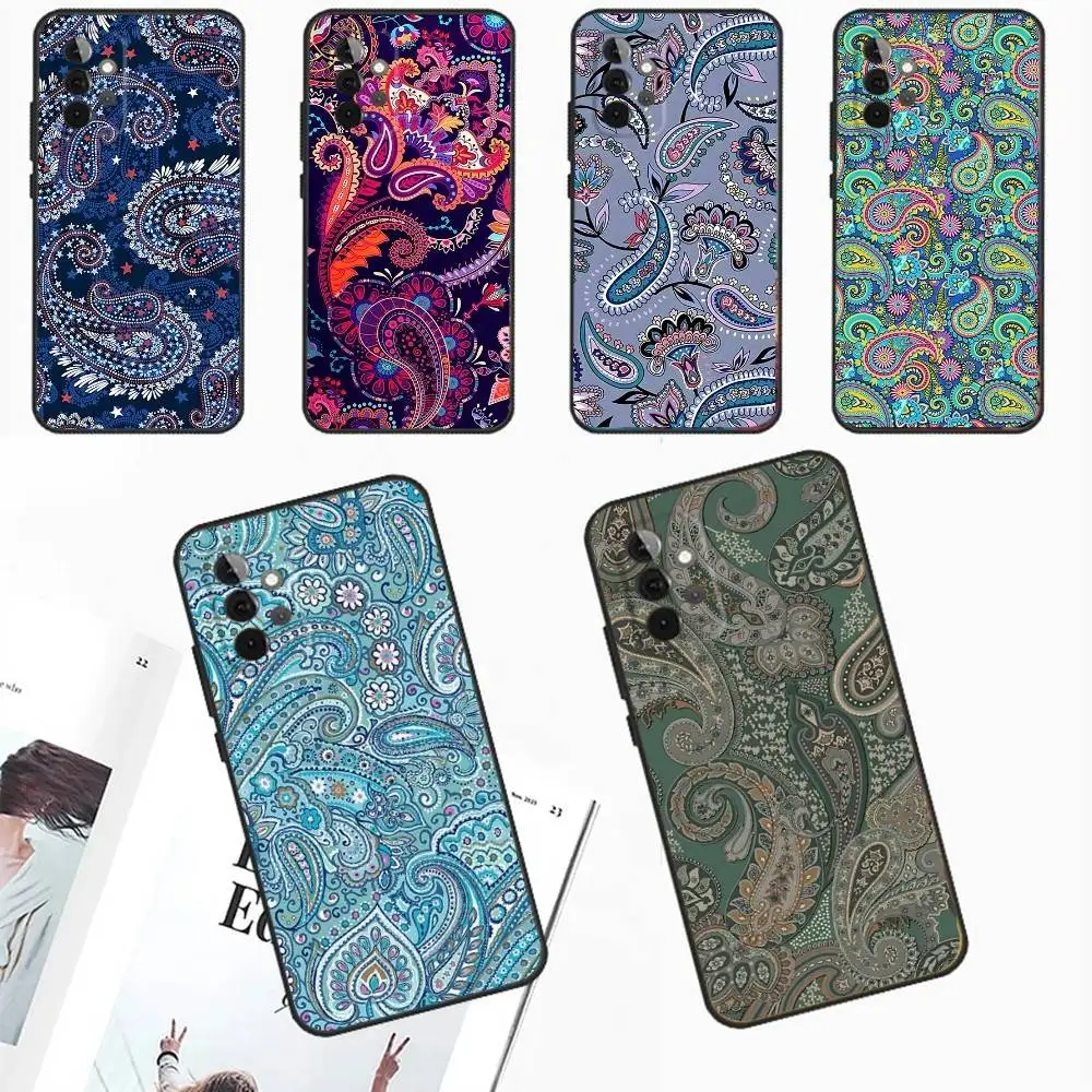 

Bandana Paisley Red blue Phone Case For Samsung Galaxy A13,A21s,A22,A31,A32,A52,A53,A71,A80,A91 Soft Black Phone Cover