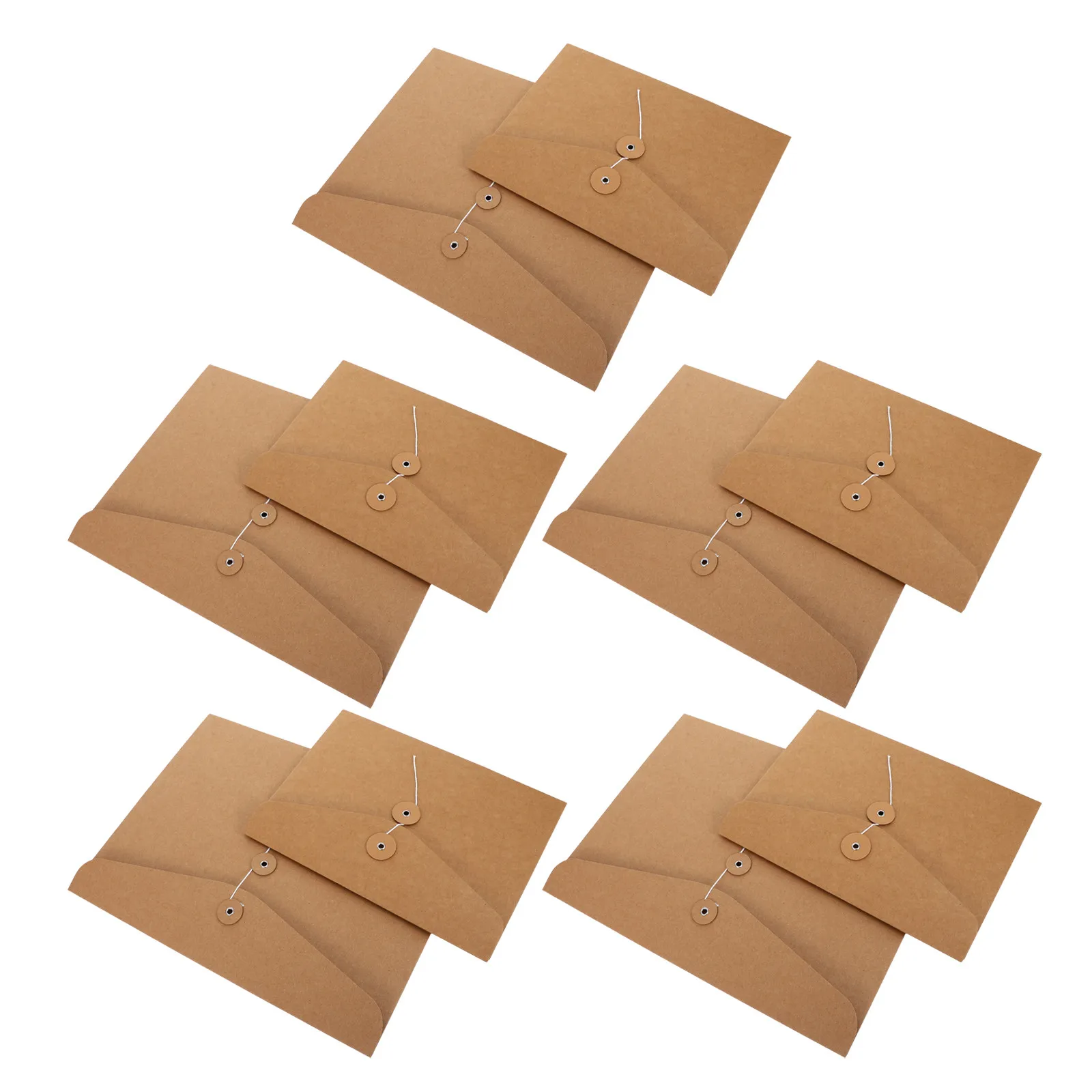 10Pcs Vintage Filing Envelope Folders Kraft Paper Document Bags Horizontal File Folder String Fastener Closure Document