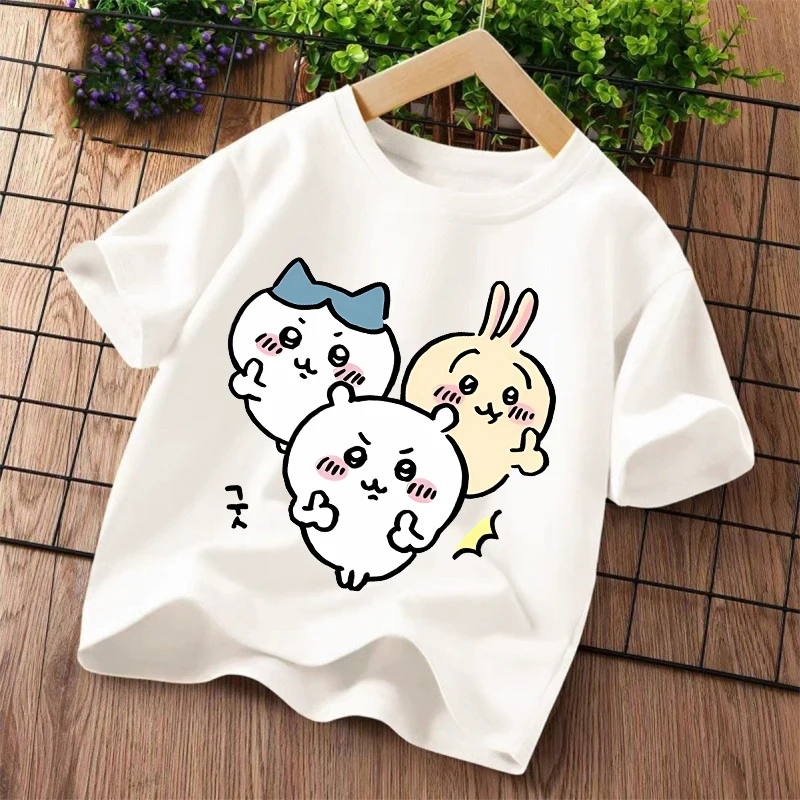 New Chiikawas Children T-shirt Kawaii Cartoon Character Printed T Shirts Boys Girls Short Sleeves Tops Summer Kids Clothing view 4