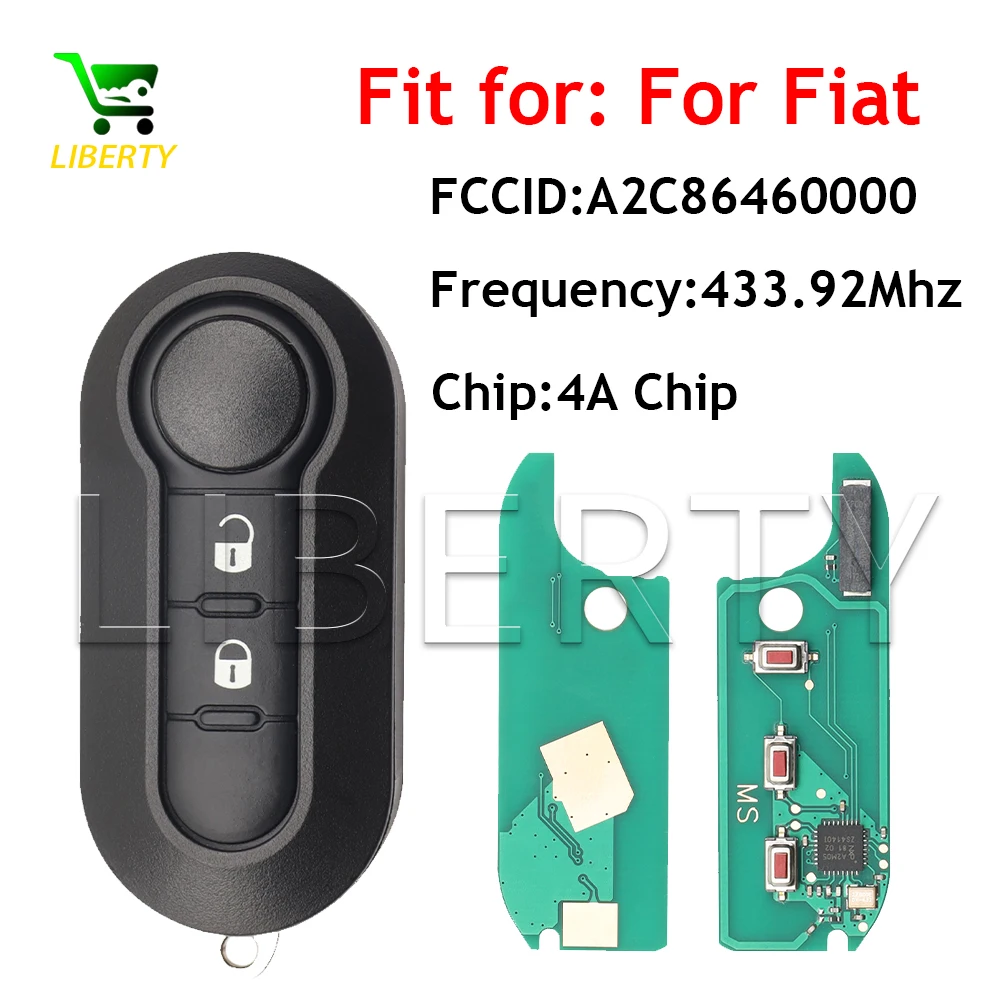 Liberty 2/3Button Flip Car Remote Key HITAG AES 4A Chip 433.92Mhz FCCID A2C86460000 Fob For Fiat Strada MOBI UNO Fiorino E MAIS