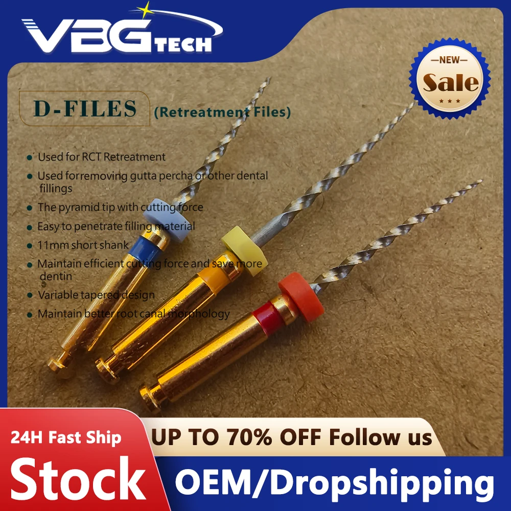 

Dental Retreatment Engine Root Canal NiTi File Denspay D1-D3 NiTi Super D Rotary Files RCT For Root Canal Cleaning Tools