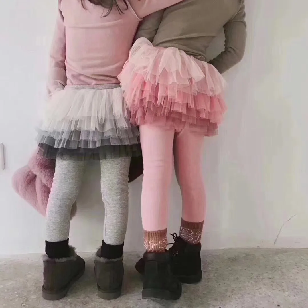 Spring Girls Pants Cotton Warm New Year Baby Girls Legging Tutu Layer Skinny Princess Party Skirt Legging Drop Shipping