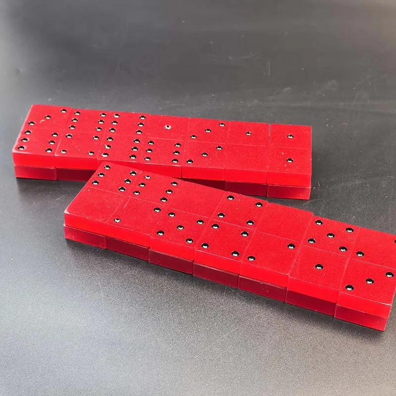Handmade Red Dominoes Set - 28 Pieces - Image 2