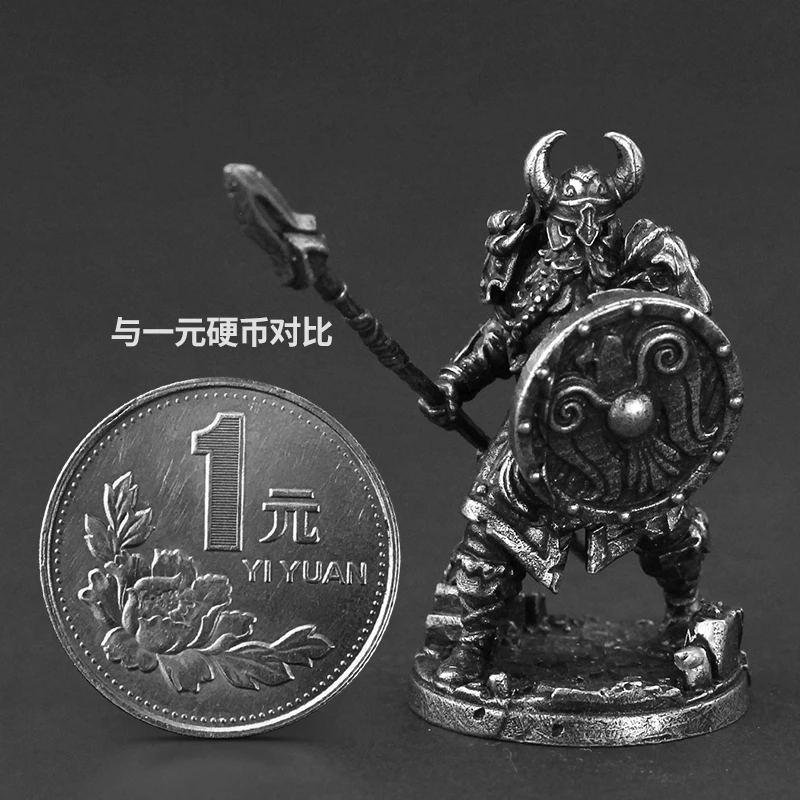 Metall Viking Warrior Ancient Soldier Modell Actionfiguren Fertigprodukt Brettspielstück Miniatur Ornament Zubehör Jungen
