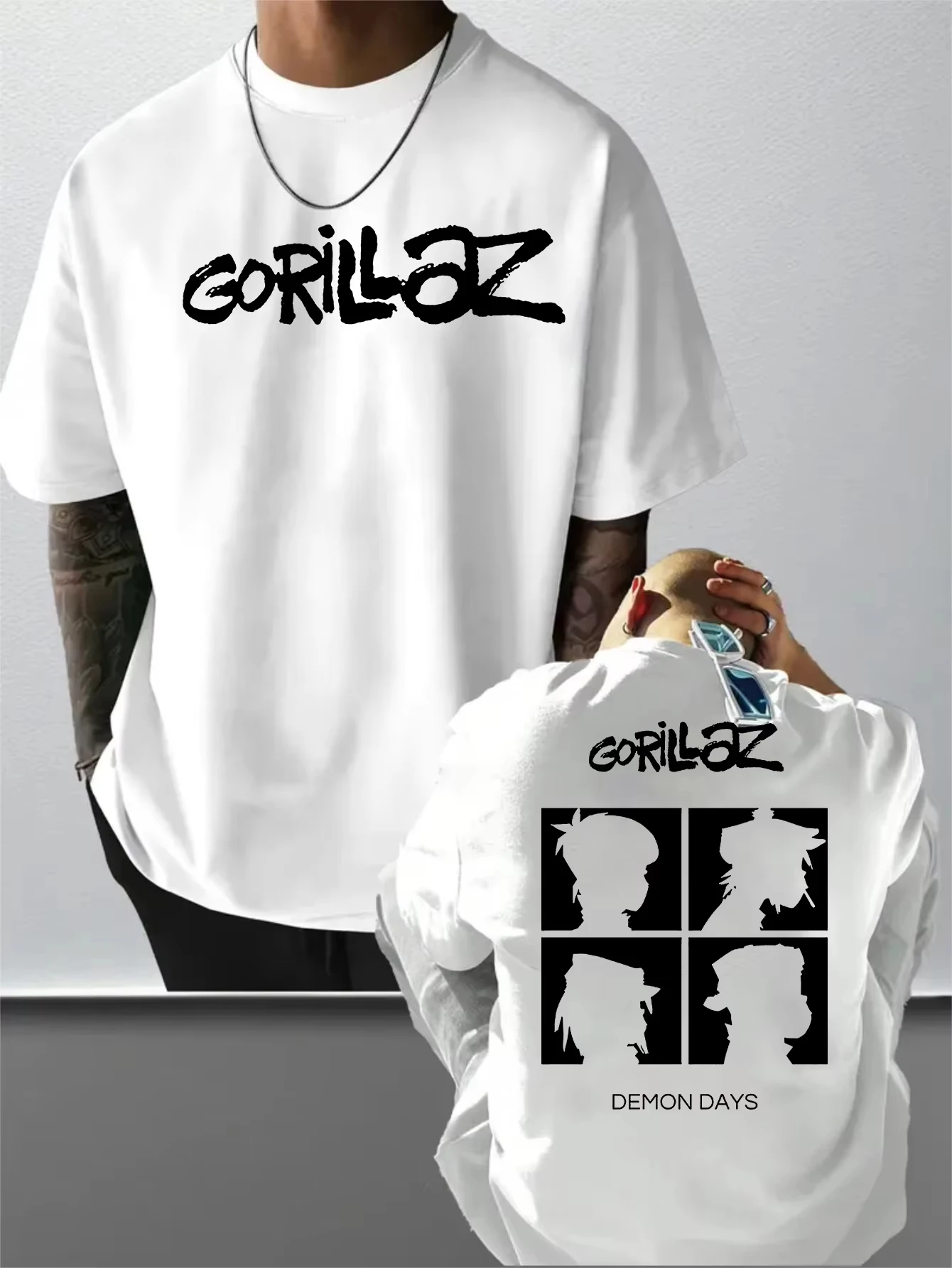2026 Summer Hot Sale Rock Band Gorillaz T-shirt Unisex Fashion Tee Hip Hop Streetwear Top Y2K Gothic Cotton Oversized T-shirt