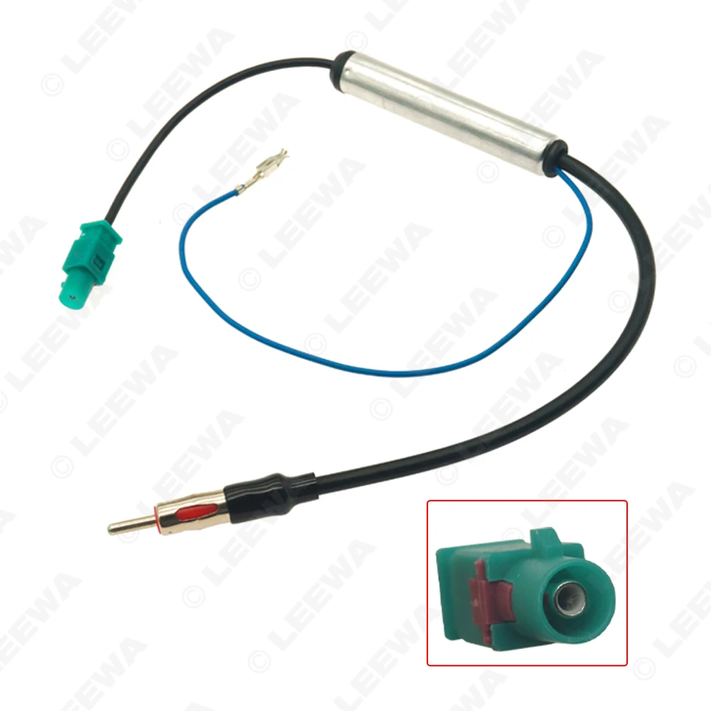 LEEWA Car Radio Antenna Adapter With Booster for VW/Audi/BMW Male Connector Wire Cable Installation