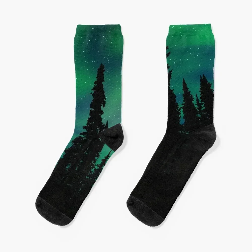 

Northern Lights Over the Forest Socks heated Running sports and leisure Novelties Socks Ladies Men's