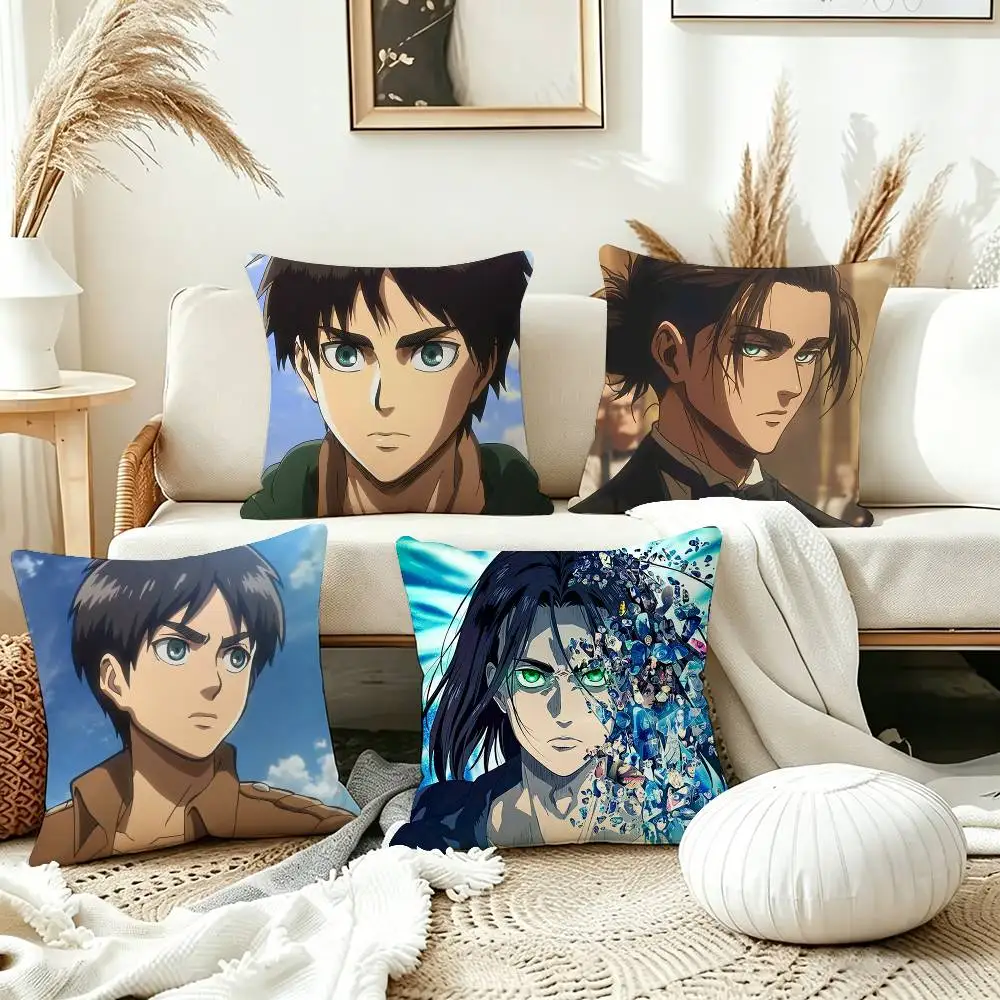 

E-Eren Y-Yeager Anime A-Attack On T-Titans Various Sizes Square Pillow Case For Car Home Bedchamber Decor