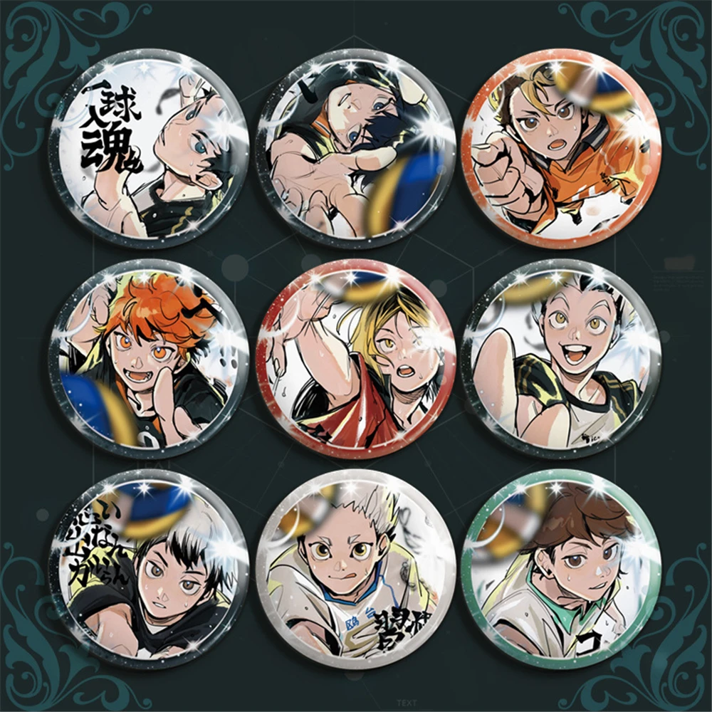 58mm Anime Haikyuu!! Hinata Shoyo Yu Nishinoya Korai Hoshiumi Cosplay Costume Badge Pin SPTE Tinplate Brooch Accessories