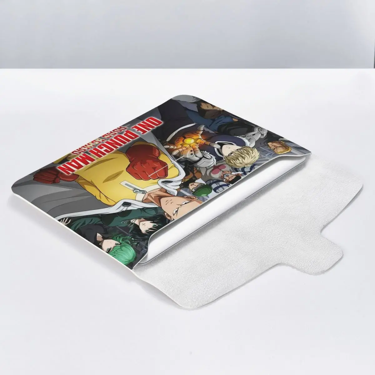 Anime One Punch Man PU Leather Horizontal Laptop Sleeve Shockproof Soft Lining Notebook Case 13 Inch