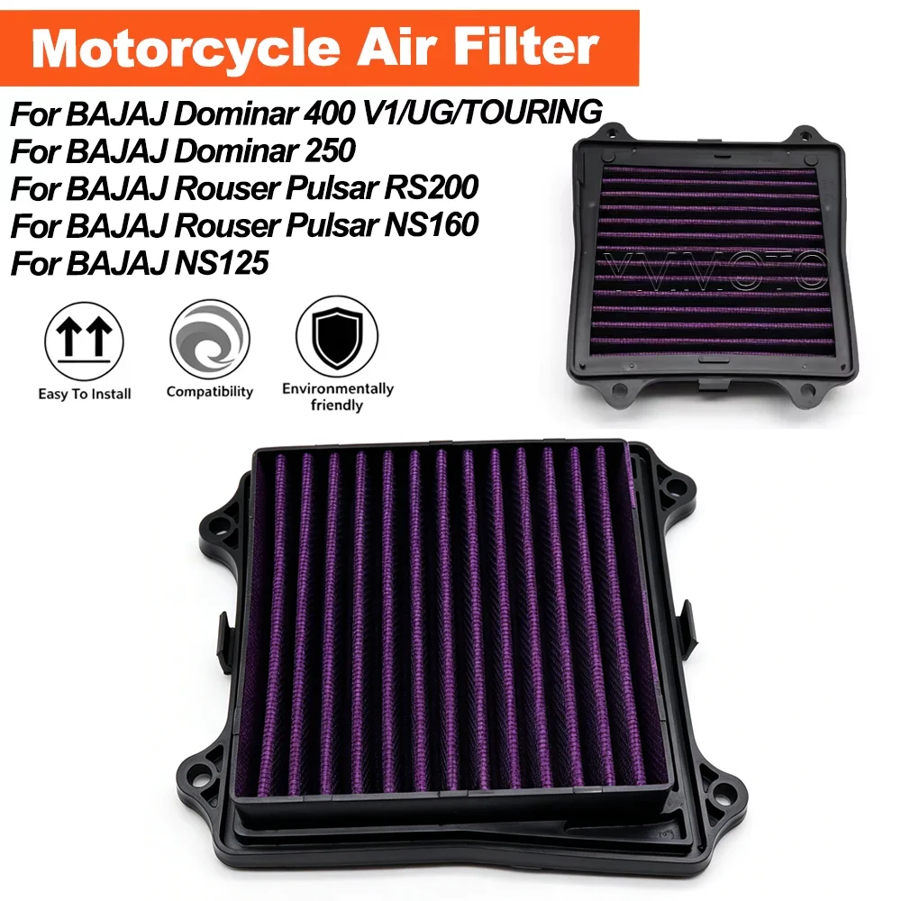 Filtro de Aire de Alto Flujo para Motocicletas Bajaj Rouser, Pulsar RS200, Pulsar NS160, NS125, Dominar 400 V1 UG TOURING, Dominar 250