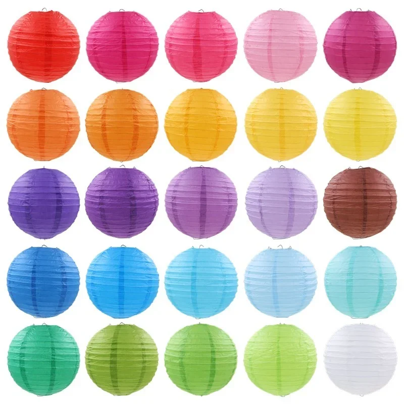 Lanternes en papier blanches, rouges, roses, bleues, vertes, jaunes, noires, en forme de boule, pour mariage, fête, lanternes suspendues, décoration d'anniversaire, fournitures d'anniversaire