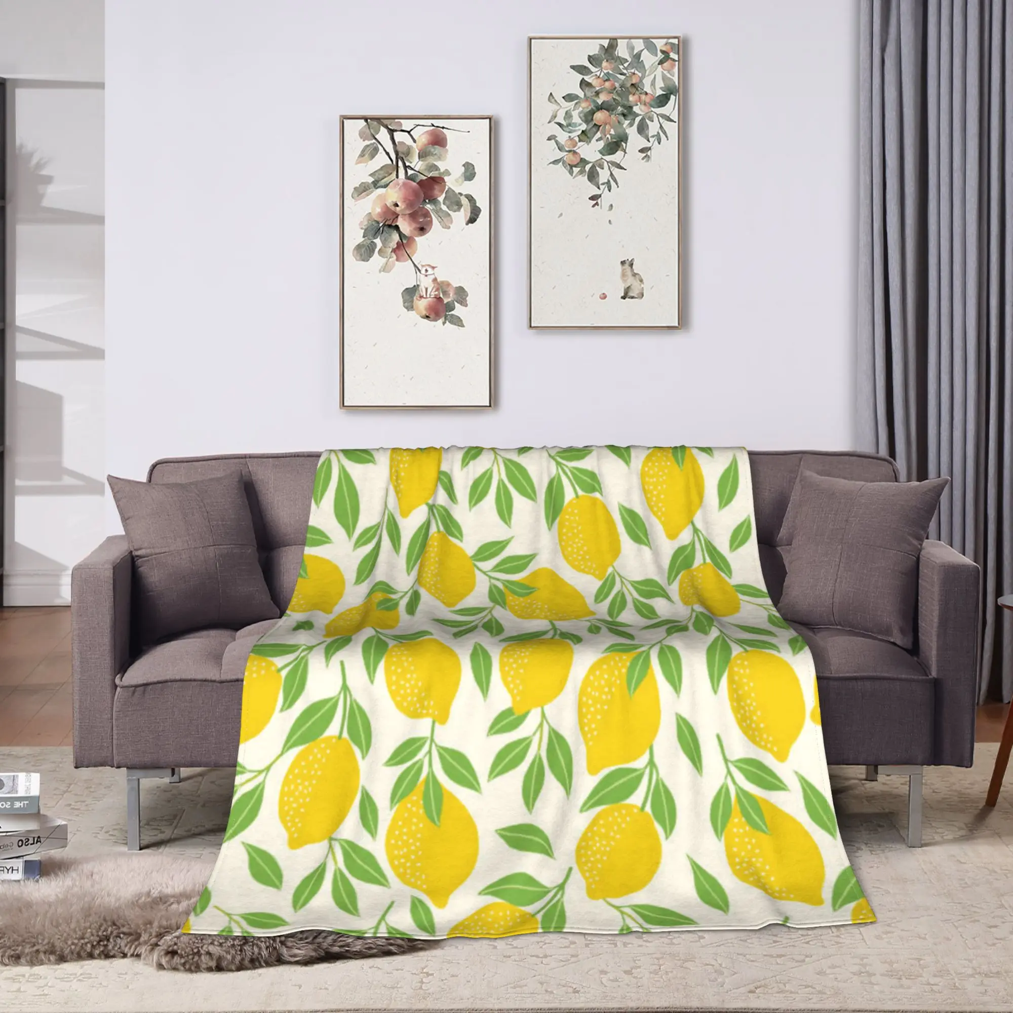 Cute Fruit Vegetable Warm Blanket  Child Plush Throw Blanket Print Living Room Flannel Bedspread Sofa Bed Cover