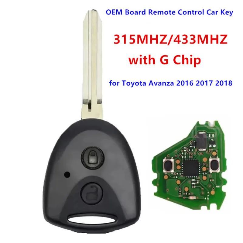 KEYECU OEM Board Remote Key Fob 315MHz/433MHz G Chip 2 Button for Toyota AVANZA Wigo Grand 2016 - 2018 for Daihatsu Xenia Alza