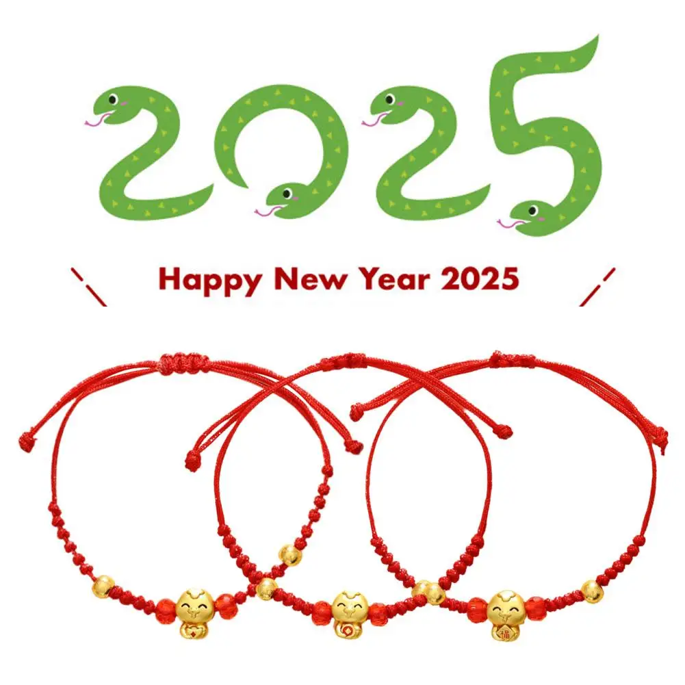 Lucky Red Rope Cute Snake Pendant Bracelet for Women Men 2025 Chinese Snake Braided Bracelets New Year Jewelry Gifts F3O8