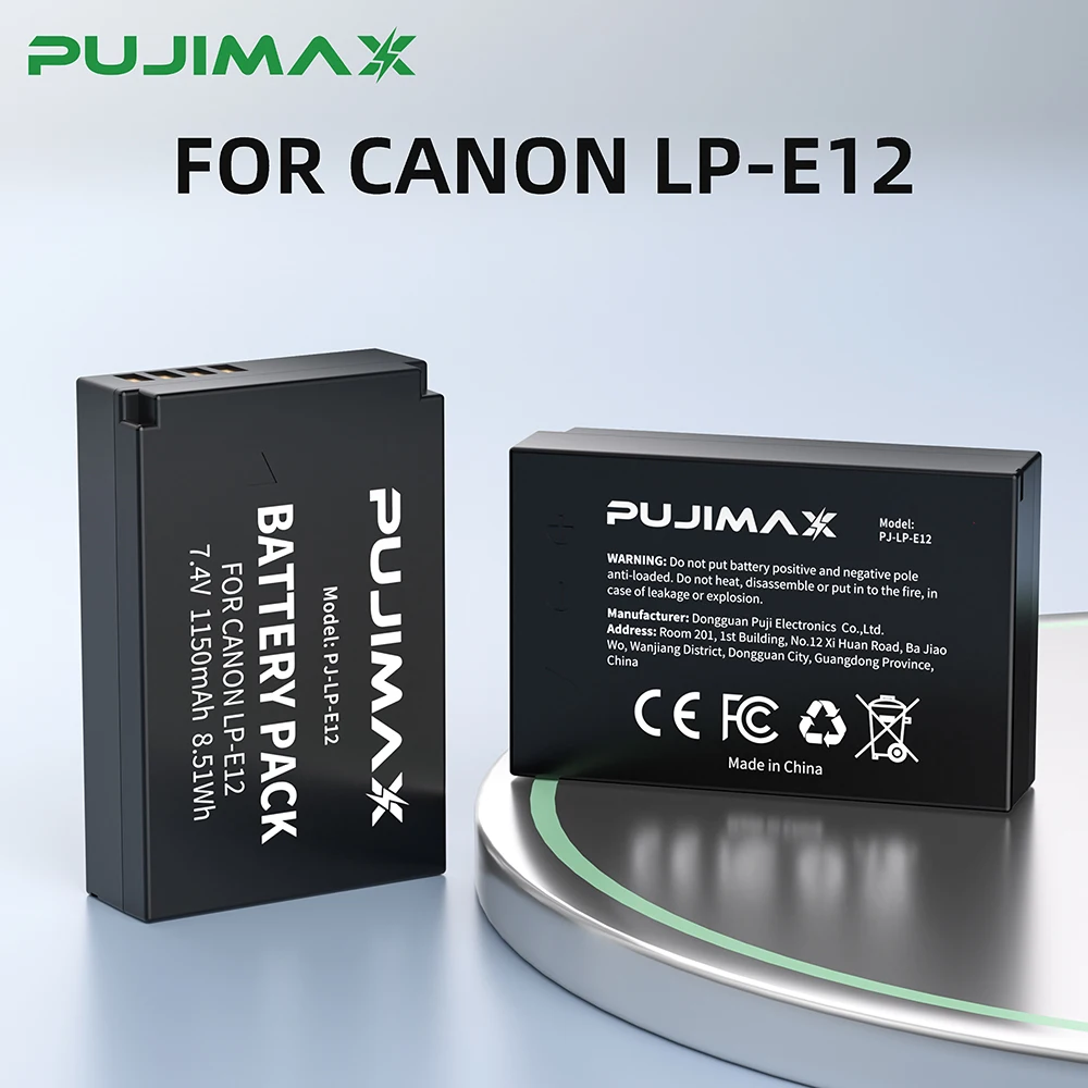 

PUJIMAX LP-E12 LP E12 LPE12 Battery for Canon EOS M10,M50, EOS M100,M200 100D Kiss X7 Rebel SL1 Digital Camera Battery 1150mAh