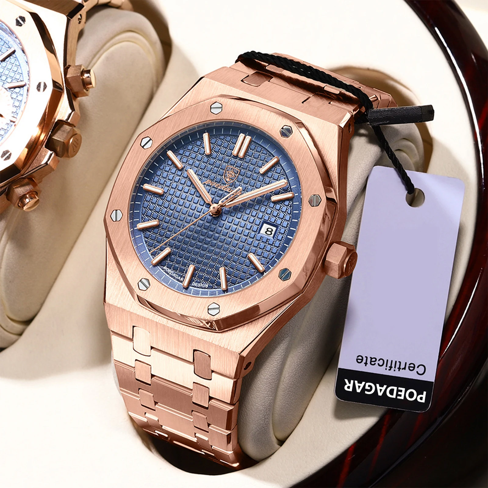 POEDAGAR Luxury Business Man Wristwatch Waterproof Luminous Date Men Watch Stainless Steel Fashion Quartz Watches For Men Reloj