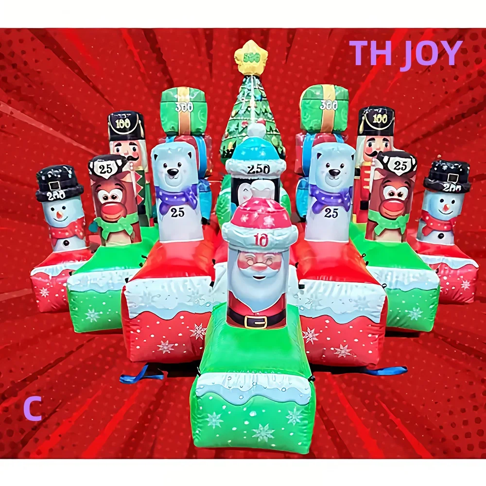 2025 Lustiges Rentier-Ring-Wurf-Ring-Spiel, Weihnachten, aufblasbares Hoop-Wurf-Partyspiel für Kinder und Erwachsene