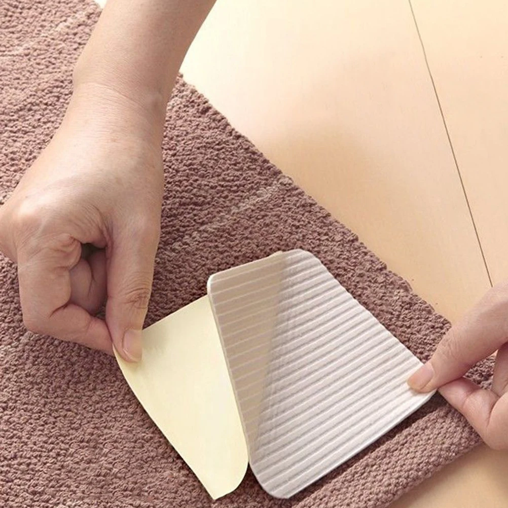 

4 Pcs Removable Carpet Pad Double Sided Non Woven Fabric Tape Anti Keep Rug in Place Fixing Tape for Home for area