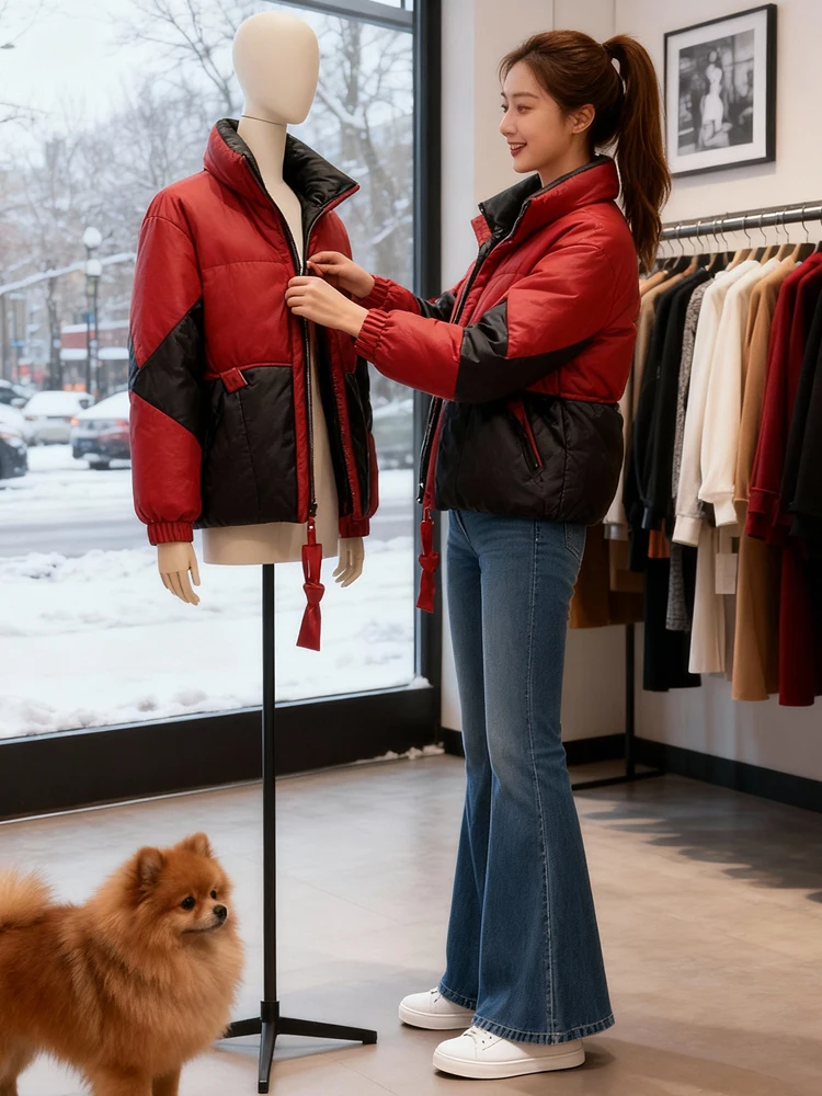 한국 슬레 티엔드 여성용 자켓 루즈핏 겨울 신상품 소형 사이즈 적절한 자켓 탑 패셔너블 출퇴근용