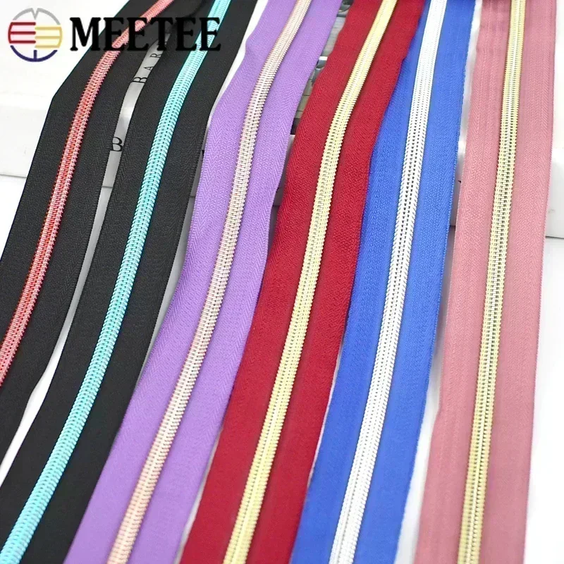2/3/5/10M 5# Nylon Zippers Tape Colorful Coil Zipper for Sewing Bag Clothing Shoes Decorative Zips Repair Kit DIY Accessories