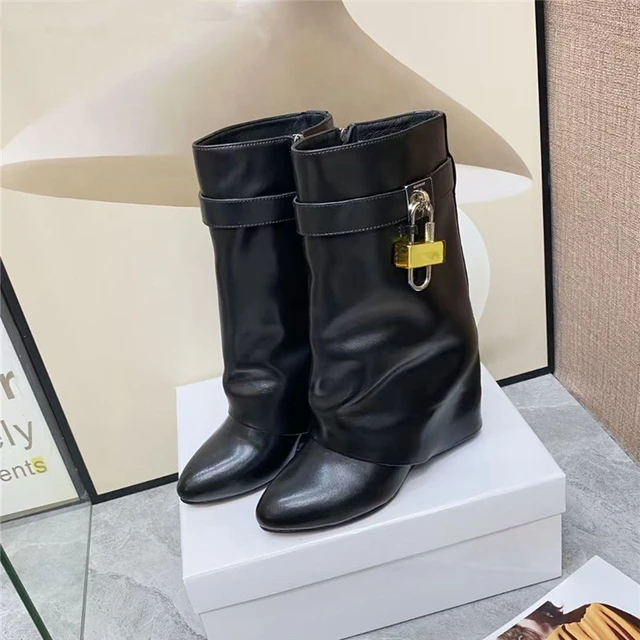 Givenchy Shark Lock Boots Dupe Shark Lock Boots Leather Shark Lock Ankle Boots Women s Boots Aliexpress