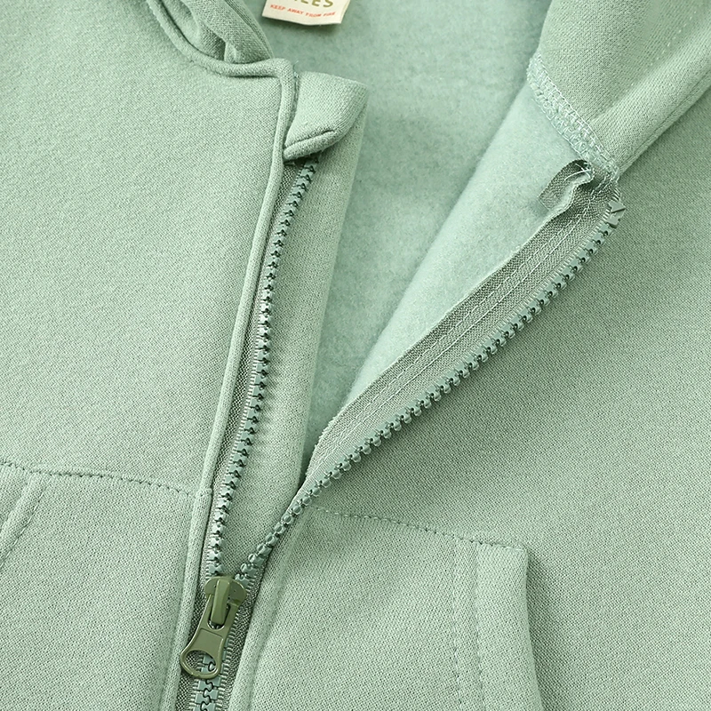 Kinder Fleece-Kapuzenjacke Einfarbig Baumwolle Jungen Mädchen Warme Winterkleidung für Kleinkinder Dicke Oberbekleidung Koreanisches Sweatshirt – Detail 5