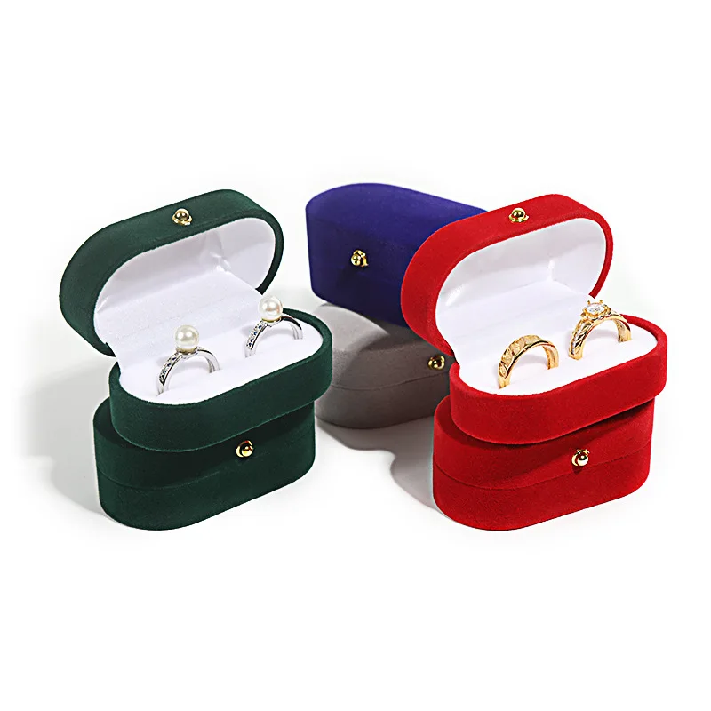 Gold Button Portable Earrings Box Ring Earrings Ring Box Couple Mini Jewelry Box Velvet Small Jewelry Wholesale