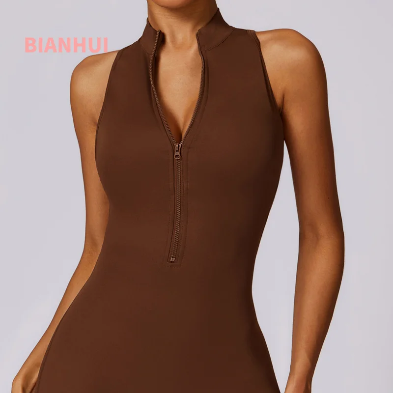 

BIANHUI Quick-Dry Zipper Beauty Back Yoga One-Piece Suit High-Intensity Fitness Training Sports Tight-Fitting Female Clothing