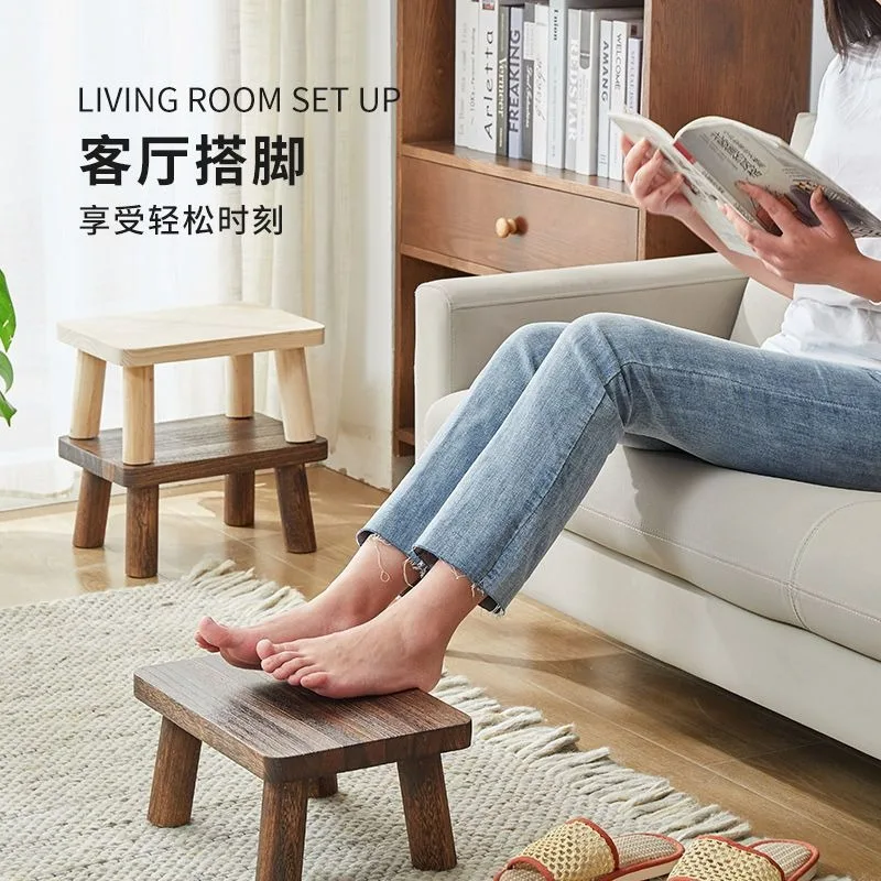 

Small Wooden Stools Household Living Room Low Stools Small Benches At The Door for Shoes Changing Square Adult Benches Ottomans