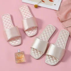 Spring and Summer New Advanced Silk Imitation Women's Home Slippers Indoor Anti slip Soft Sole Smooth Satin Sandals