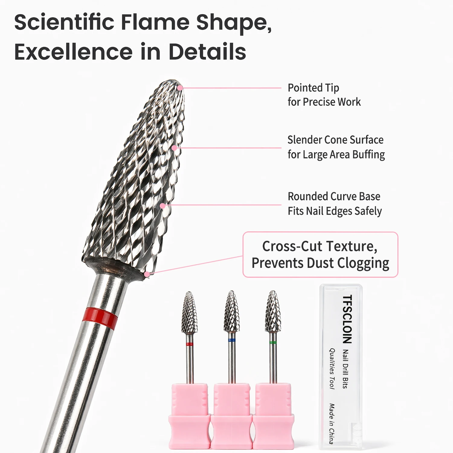 Professional Cone Tungsten Carbide Nail Drill Bit,F/M/C,Rotatable Electric Carbide Milling Cutter, Removing Nail Gel Polishing