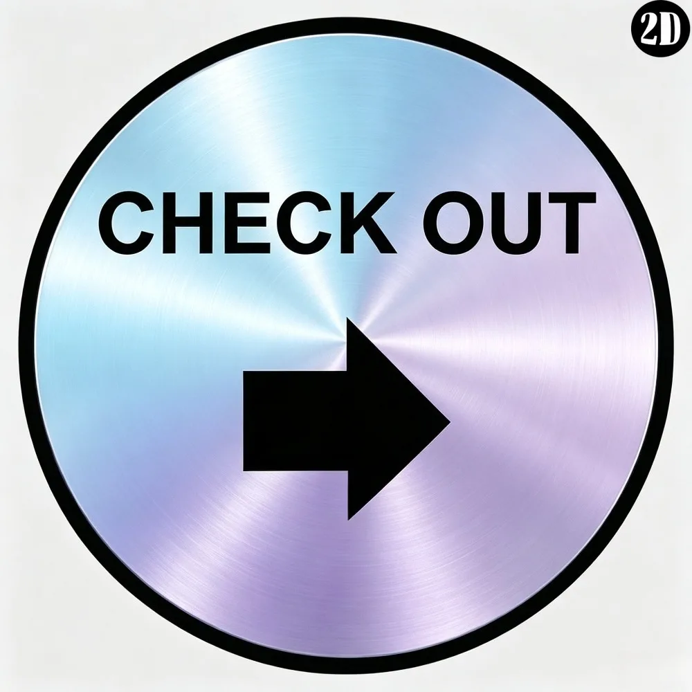 CIFBUY Gradient Round Aluminum Check‑Out Sign, High‑Contrast Arrow Cashier Direction Plaque, Rust‑Proof Durable Metal Wall Sign