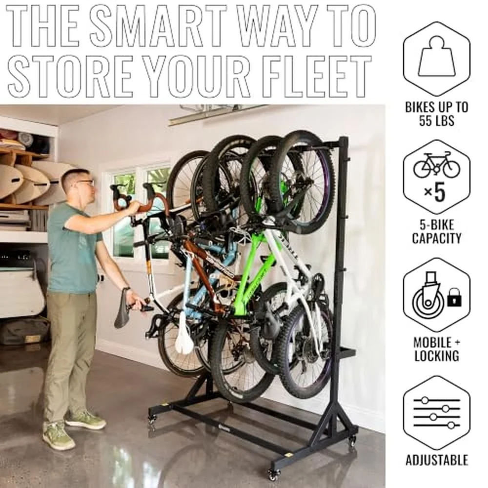 Bicycle Wardrobe 5 Bike Freestanding Bike Rack for Garage Storage