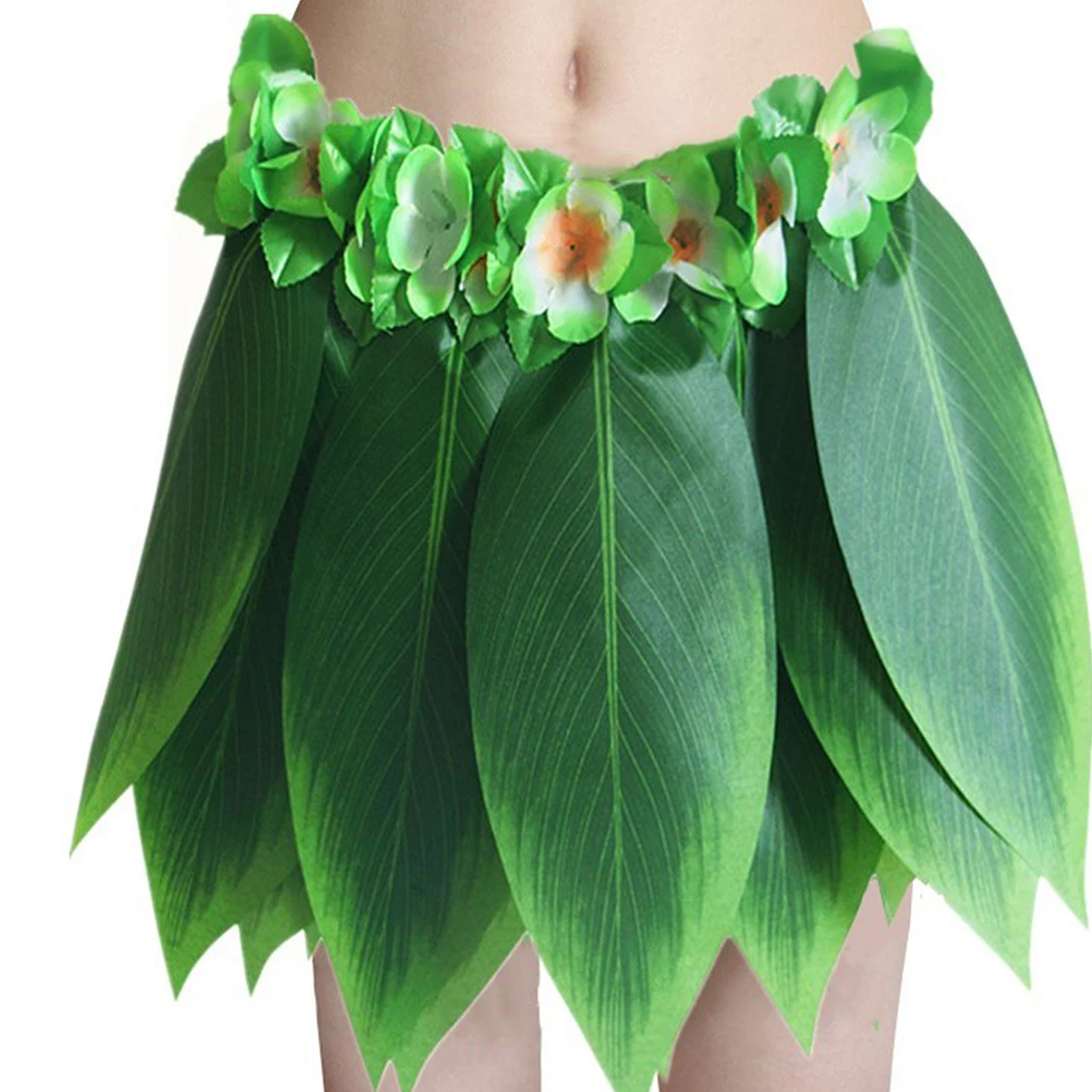 

5 Pcs Hawaiian Clothing Sets Leaf Skirt Luau Party Decoration Supplies Pineapple Leis Garland Banquet