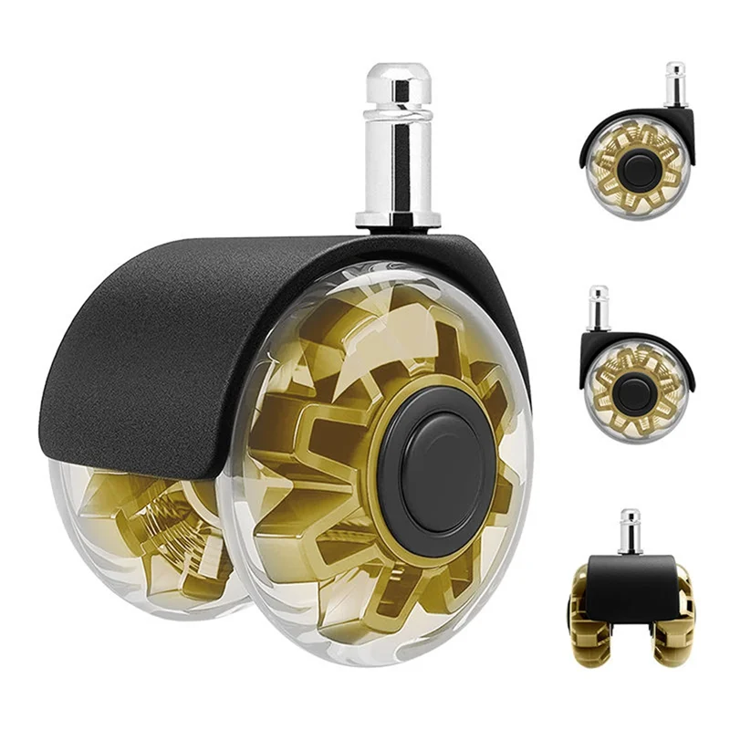 A92Z Office Chair Wheels Replacement 2 Inch Pole M10 Heavy Duty Caster Wheels 5 Packs Quick& Quiet Rolling Casters